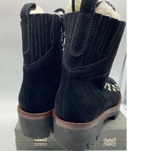 Jeffrey Campbell Culvert Black Suede Sherpa lining Combat Boot - Black 5.5 - Picture 2 of 9